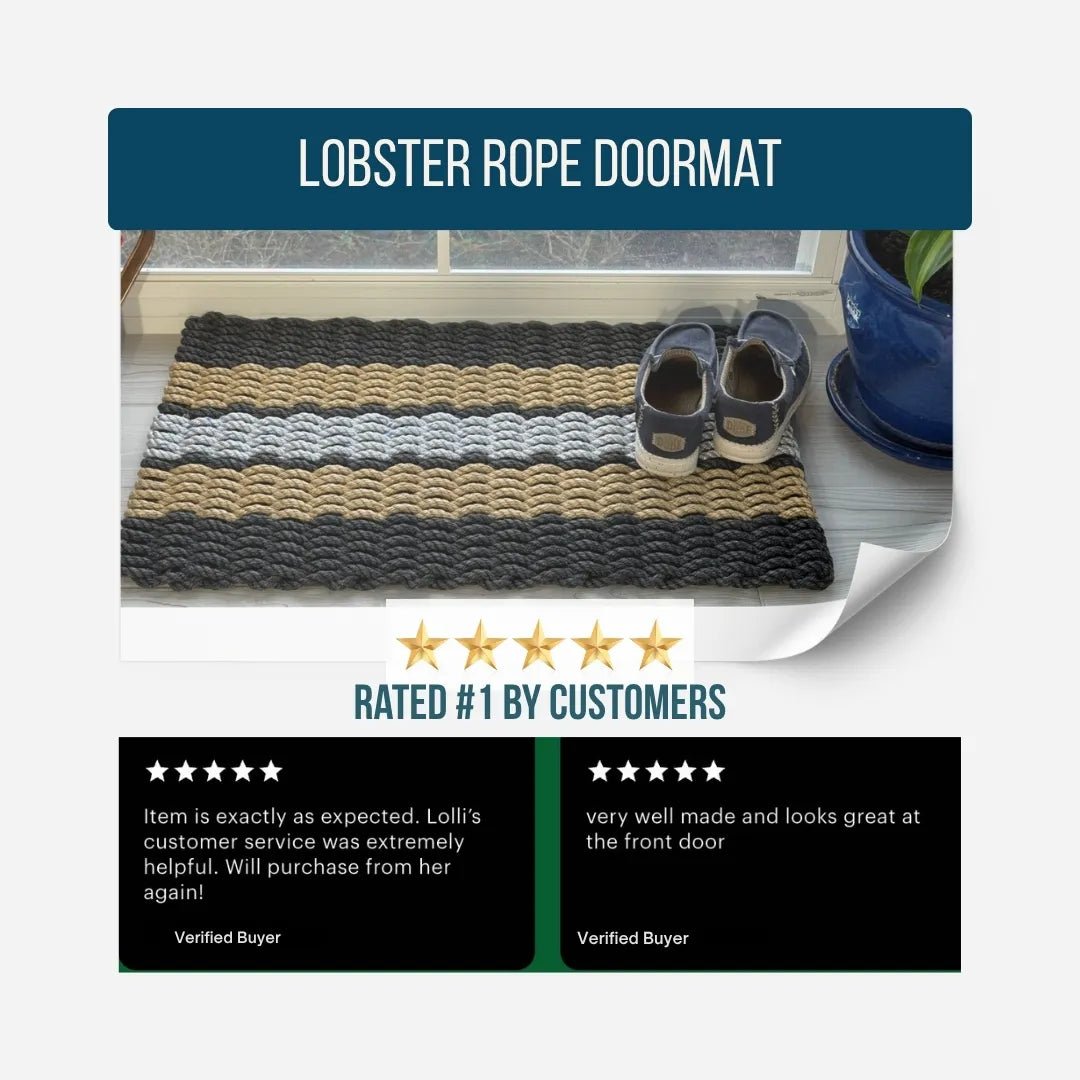 Limited Edition Football Rope Doormat - Black, Gray and Tan - Lollis Loops