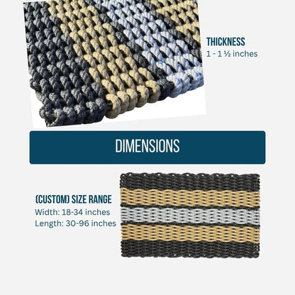 Limited Edition Football Rope Doormat - Black, Gray and Tan - Lollis Loops