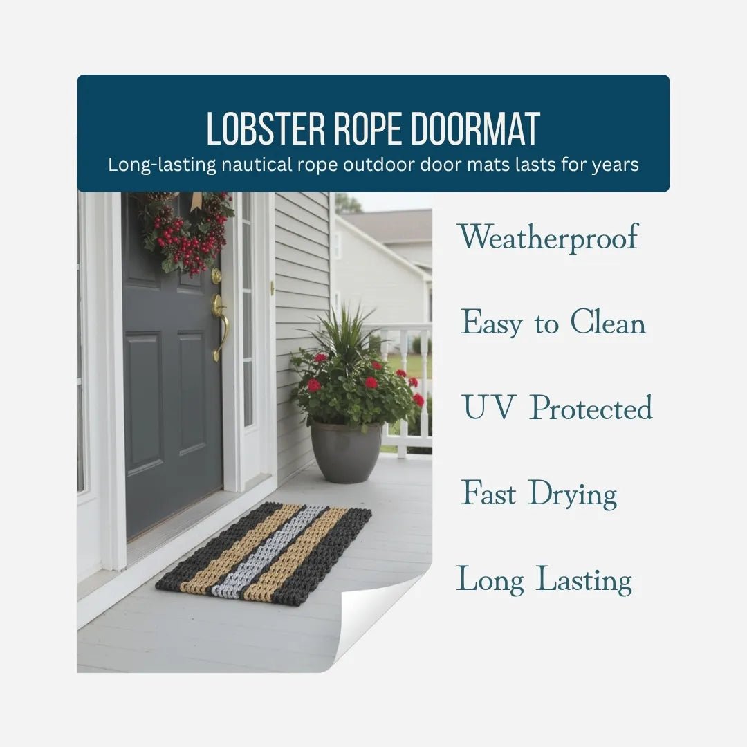 Limited Edition Football Rope Doormat - Black, Gray and Tan - Lollis Loops