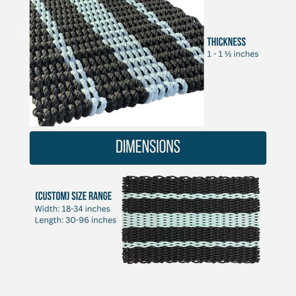 Captain's Rope Doormat - Black and Seafoam - Lollis Loops