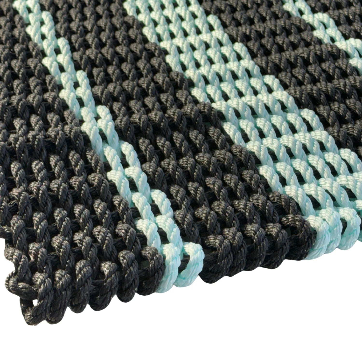 Captain's Rope Doormat - Black and Seafoam - Lollis Loops
