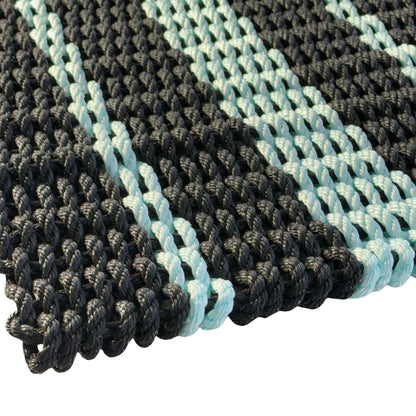Captain's Rope Doormat - Black and Seafoam - Lollis Loops