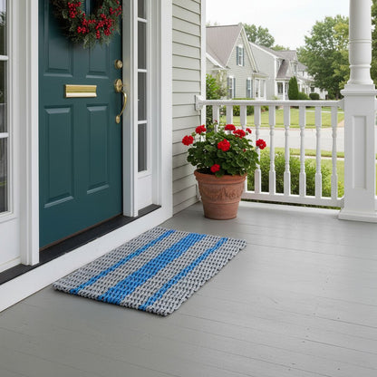 Captain's Rope Doormat - Gray and Blue - Lollis Loops