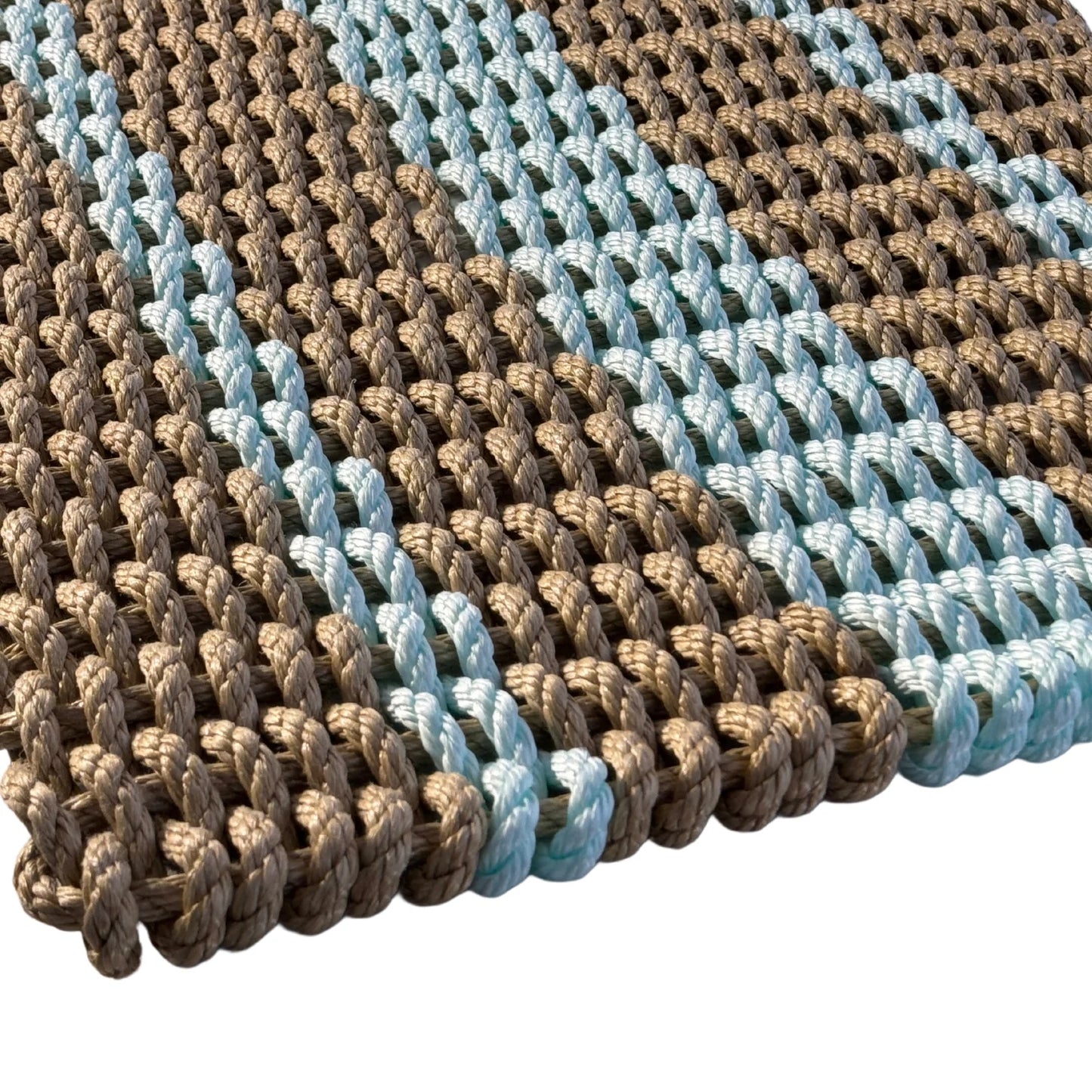 Captain's Rope Doormat - Tan and Seafoam - Lollis Loops