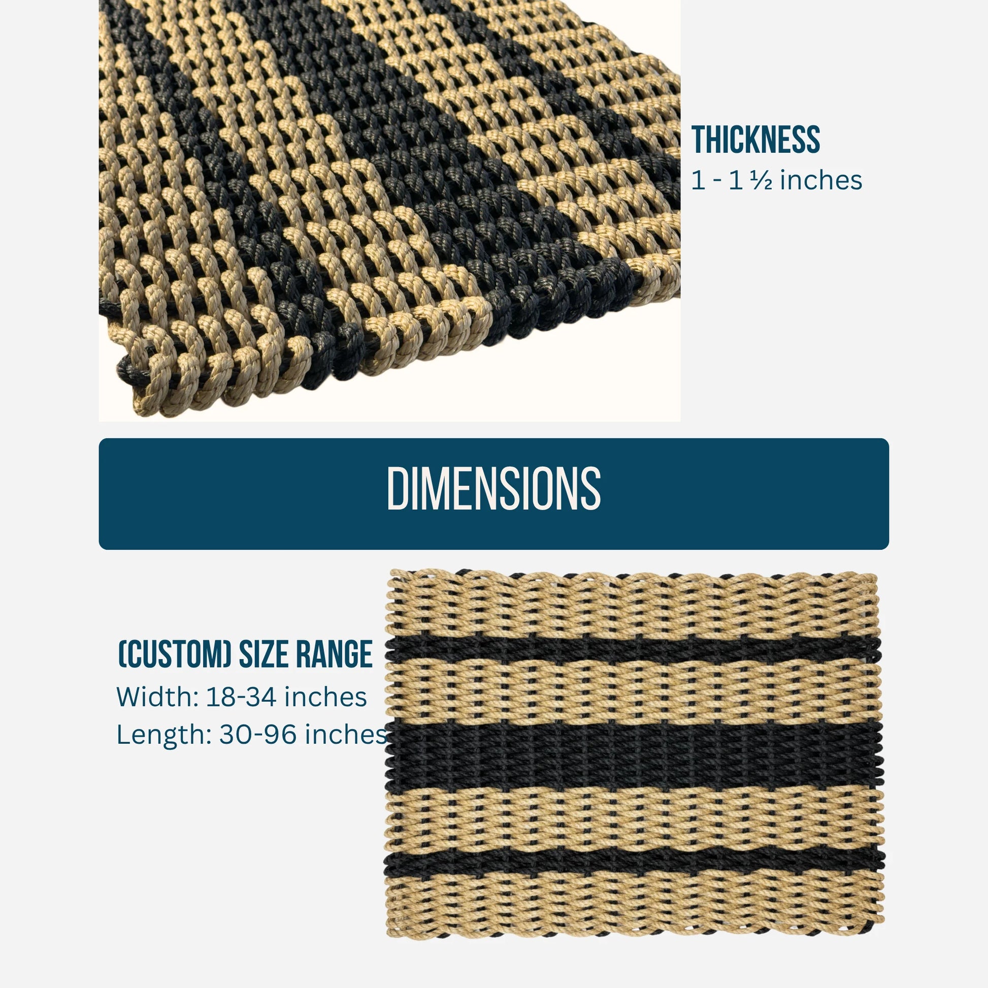 Captain's Rope Doormat - Tan and Black - Lollis Loops