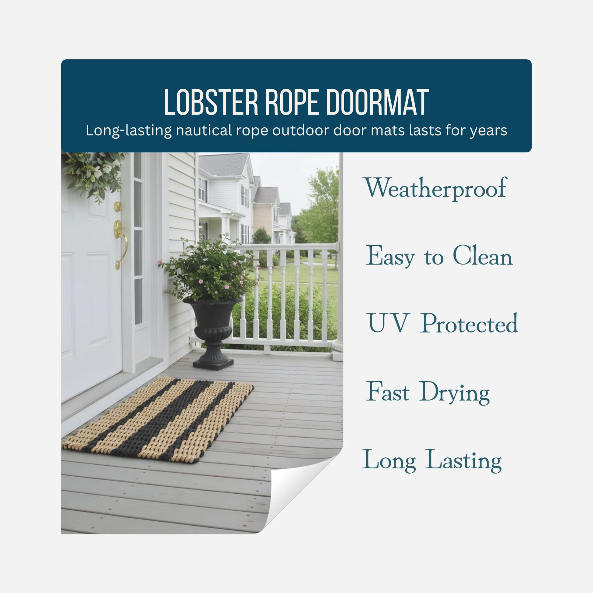 Captain's Rope Doormat - Tan and Black - Lollis Loops