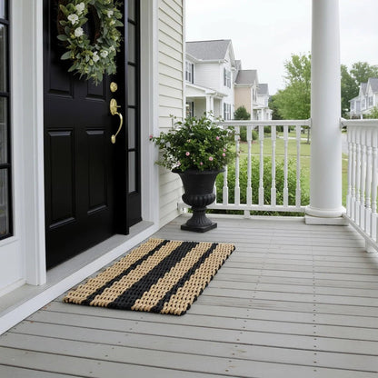 Captain's Rope Doormat - Tan and Black - Lollis Loops