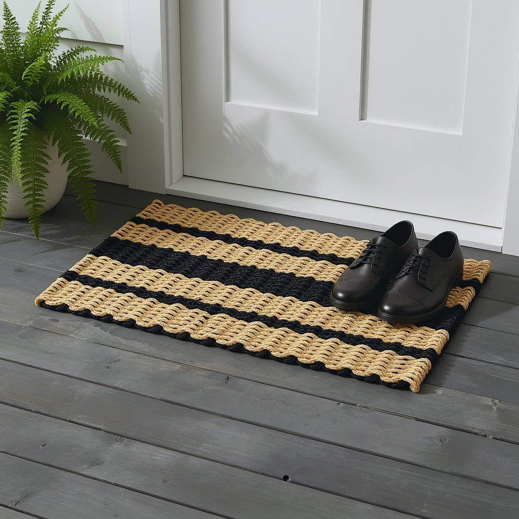 Captain's Rope Doormat - Tan and Black - Lollis Loops