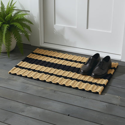 Captain's Rope Doormat - Tan and Black - Lollis Loops