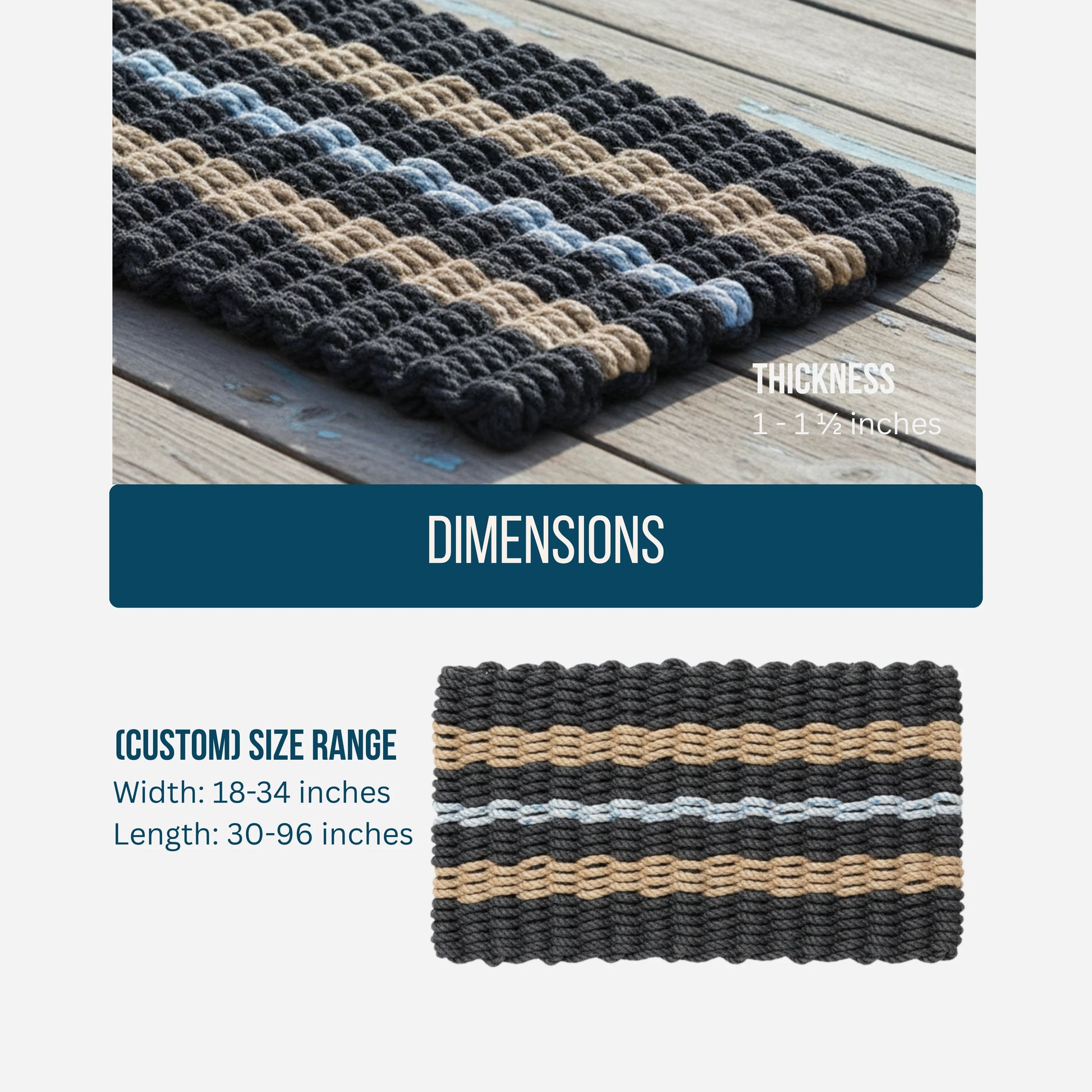 Classic Rope Doormat - Black, Tan and Gray - Lollis Loops