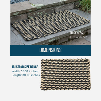 Classic Rope Doormat - Black and Tan Double Weave - Lollis Loops