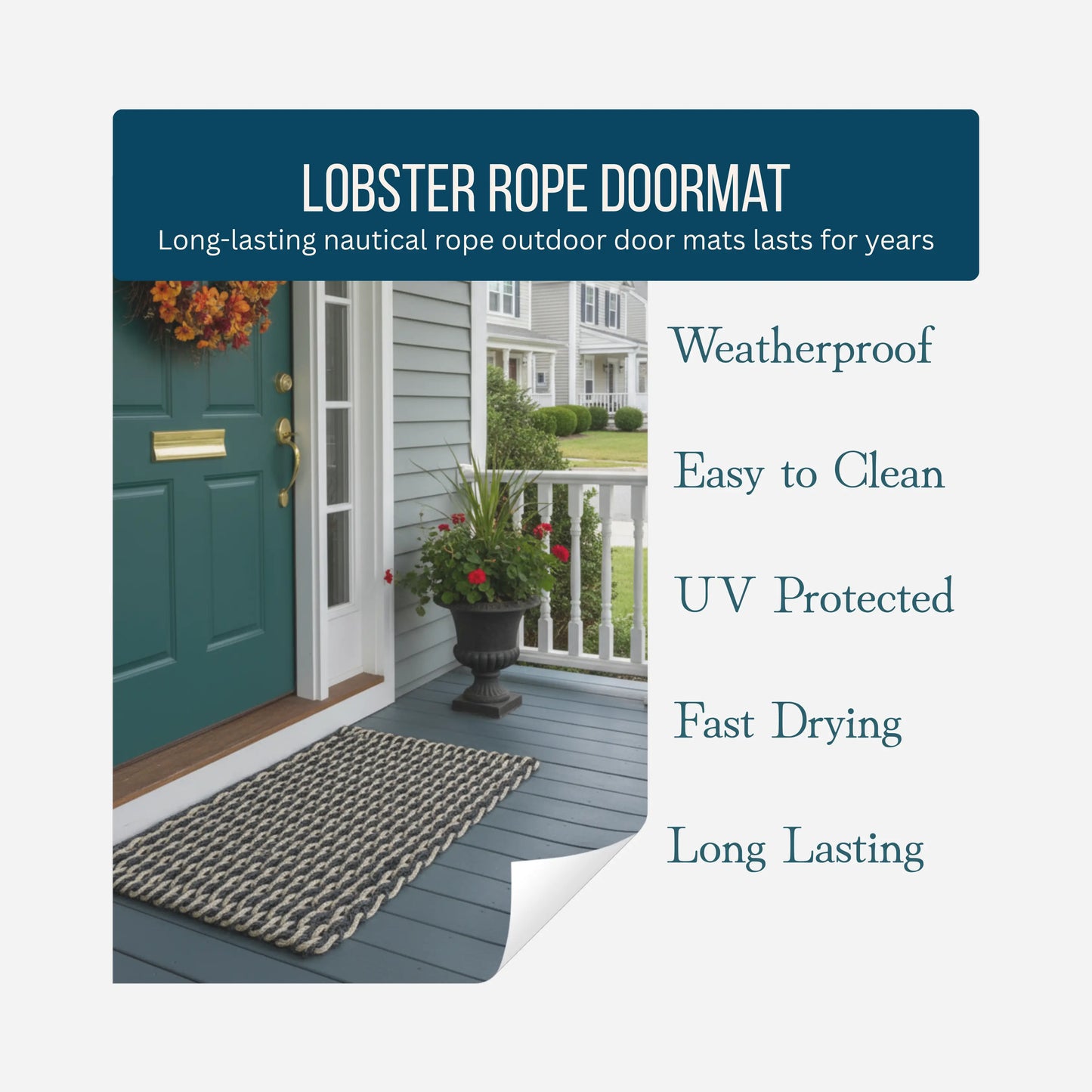 Classic Rope Doormat - Black and Tan Double Weave - Lollis Loops