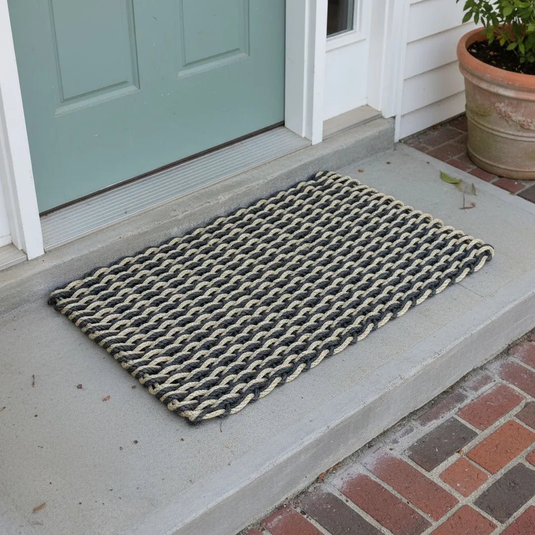 Classic Rope Doormat - Black and Tan Double Weave - Lollis Loops