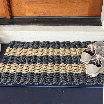 Classic Rope Doormat - Black and Tan - Lollis Loops