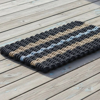 Classic Rope Doormat - Black, Tan and Gray - Lollis Loops