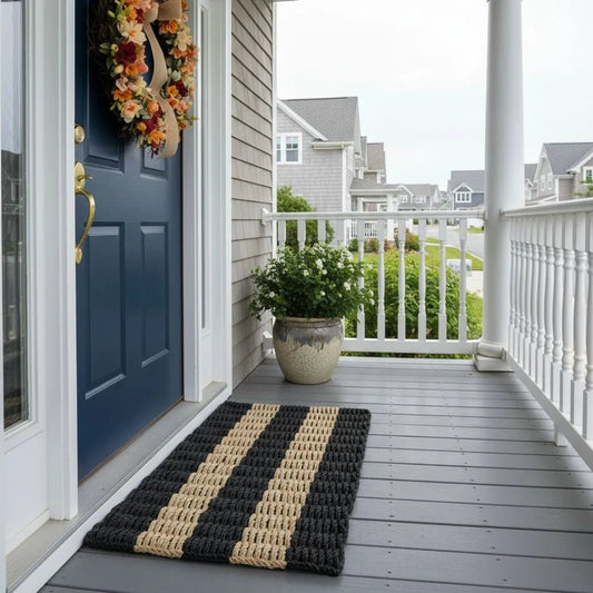 Classic Rope Doormat - Black and Tan - Lollis Loops