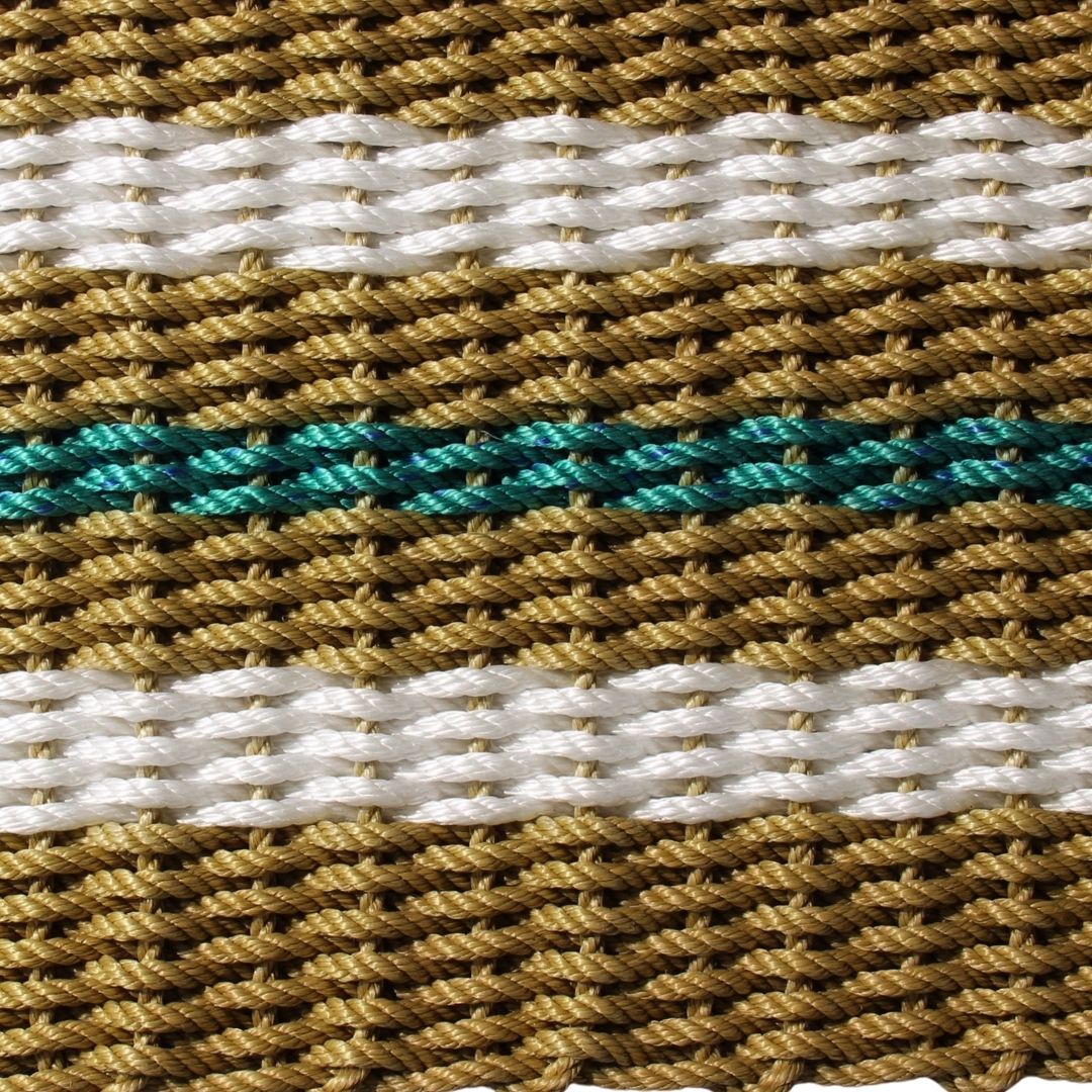 Classic Rope Doormat - Tan, White and Teal - Lollis Loops