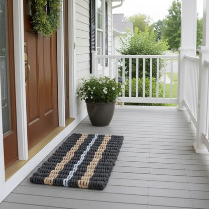 Classic Rope Doormat - Black, Tan and Gray - Lollis Loops