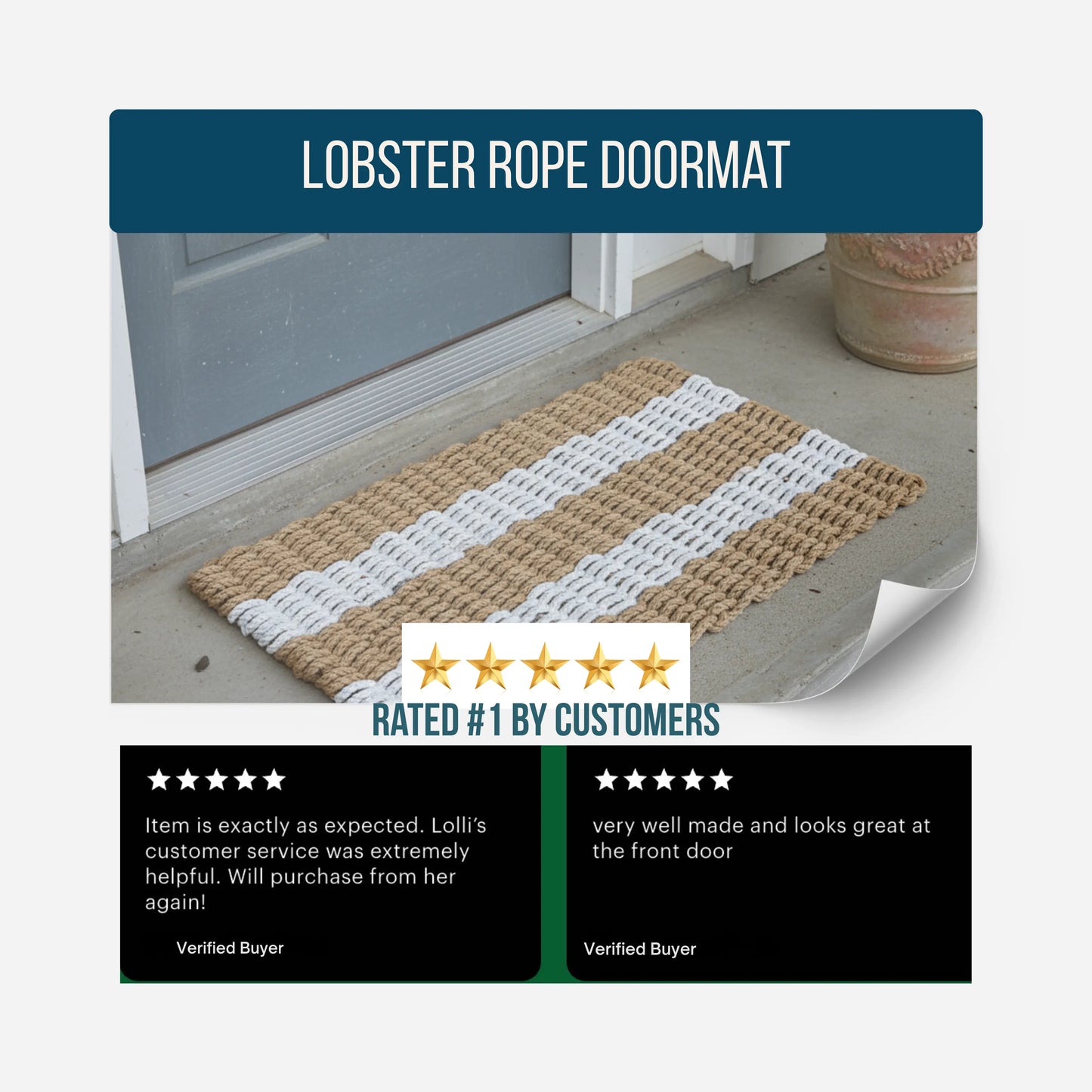 Classic Rope Doormat - Tan and White - Lollis Loops