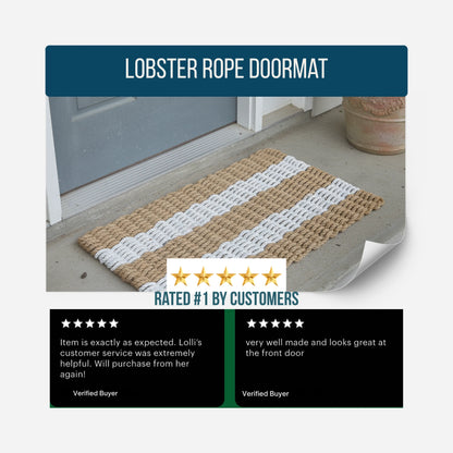 Classic Rope Doormat - Tan and White - Lollis Loops