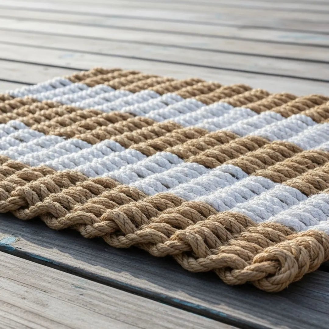 Classic Rope Doormat - Tan and White - Lollis Loops