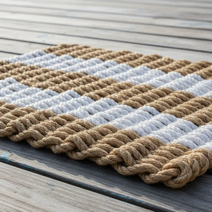 Classic Rope Doormat - Tan and White - Lollis Loops