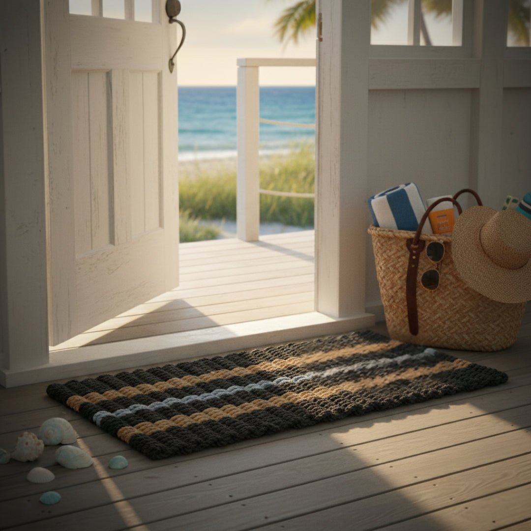 Classic Rope Doormat - Black, Tan and Gray - Lollis Loops