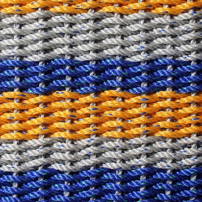 Coastal Wave Doormat - Blue, Orange and Gray - Lollis Loops