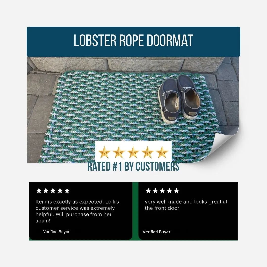 Limited Edition Double Weave Doormat - Green and Gray - Lollis Loops