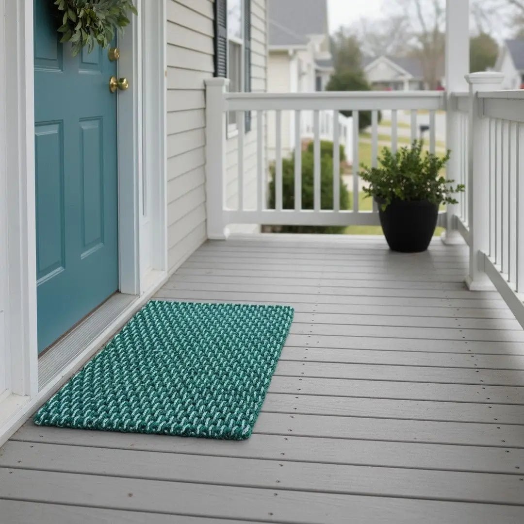 Limited Edition Double Weave Doormat - Green and Gray - Lollis Loops