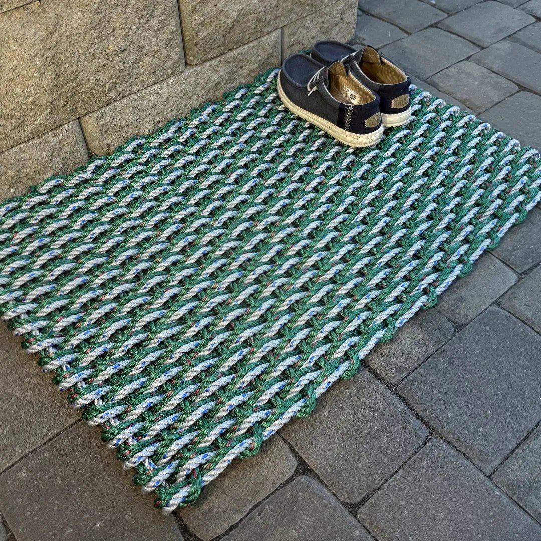 Limited Edition Double Weave Doormat - Green and Gray - Lollis Loops