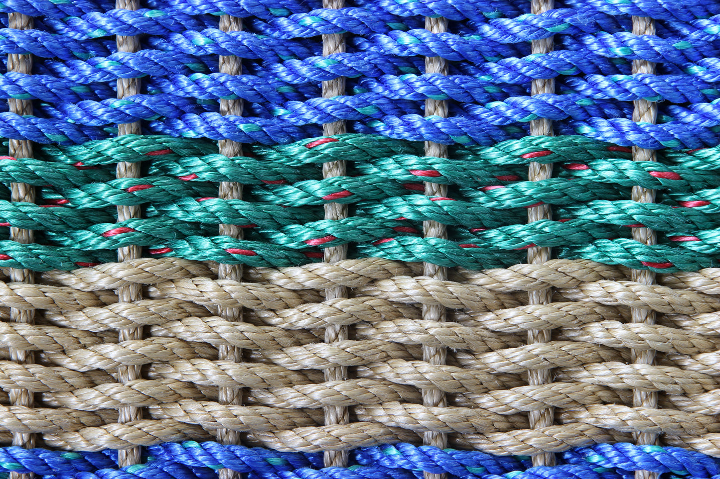 Lolli's Deep Harbor Drift-A Coastal Wave Green, Blue & Tan Lobster Rope Doormat | Unmatched Durability & Coastal Style