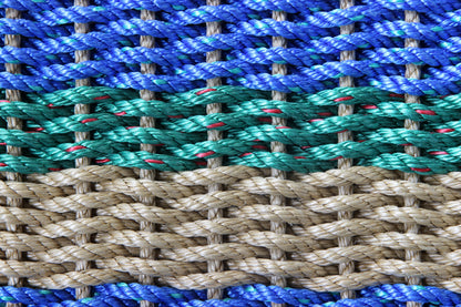 Lolli's Deep Harbor Drift-A Coastal Wave Green, Blue & Tan Lobster Rope Doormat | Unmatched Durability & Coastal Style
