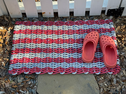 Lolli’s Loops Lobster Rope Doormat (Red/Grey)-Step Into Coastal Envy