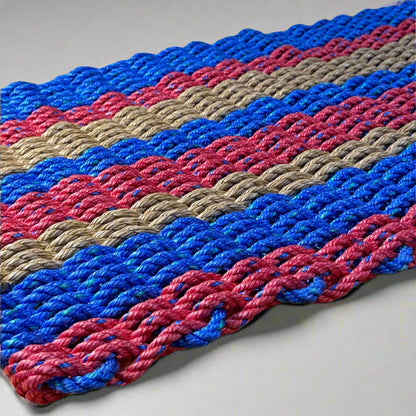 Lolli's Patriot's Tide Coastal Wave Blue, Red & Tan Lobster Rope Doormat | Unmatched Durability & Coastal Style