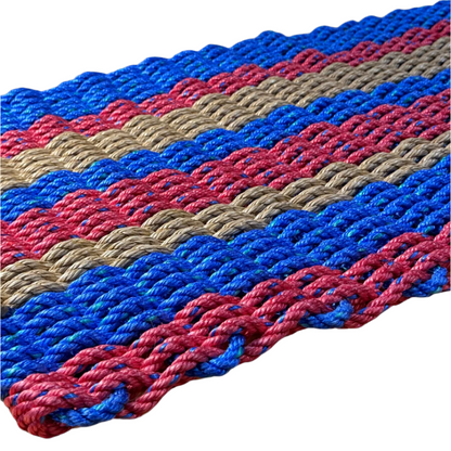 Lolli's Patriot's Tide Coastal Wave Blue, Red & Tan Lobster Rope Doormat | Unmatched Durability & Coastal Style