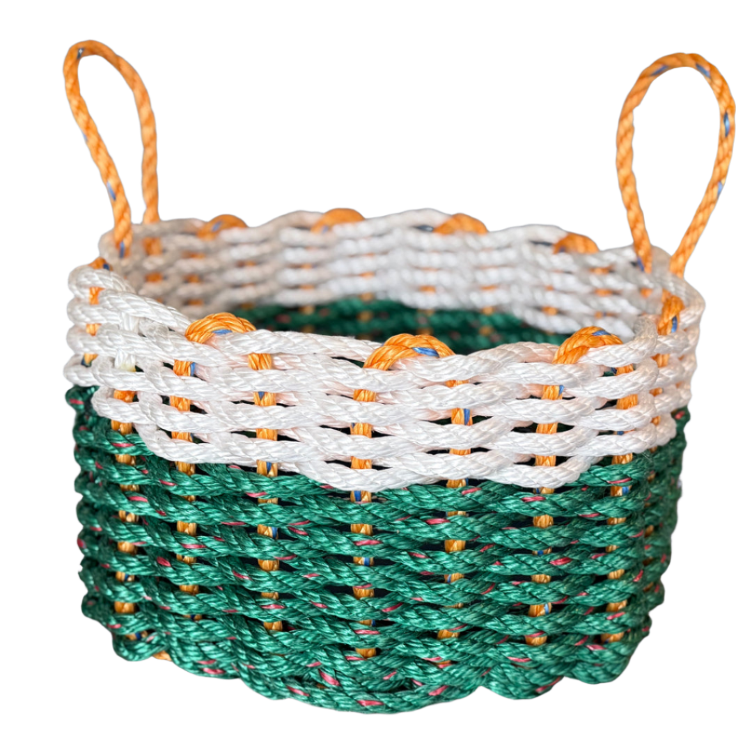 Lolli’s Loops Handwoven Irish Lobster Rope Basket (Green)–Coastal Luck of the Irish