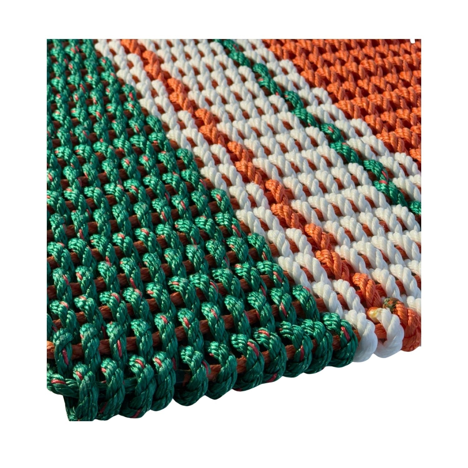 Limited Edition Football Rope Doormat - Green, Orange and White - Lollis Loops