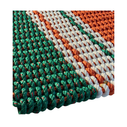 Limited Edition Football Rope Doormat - Green, Orange and White - Lollis Loops