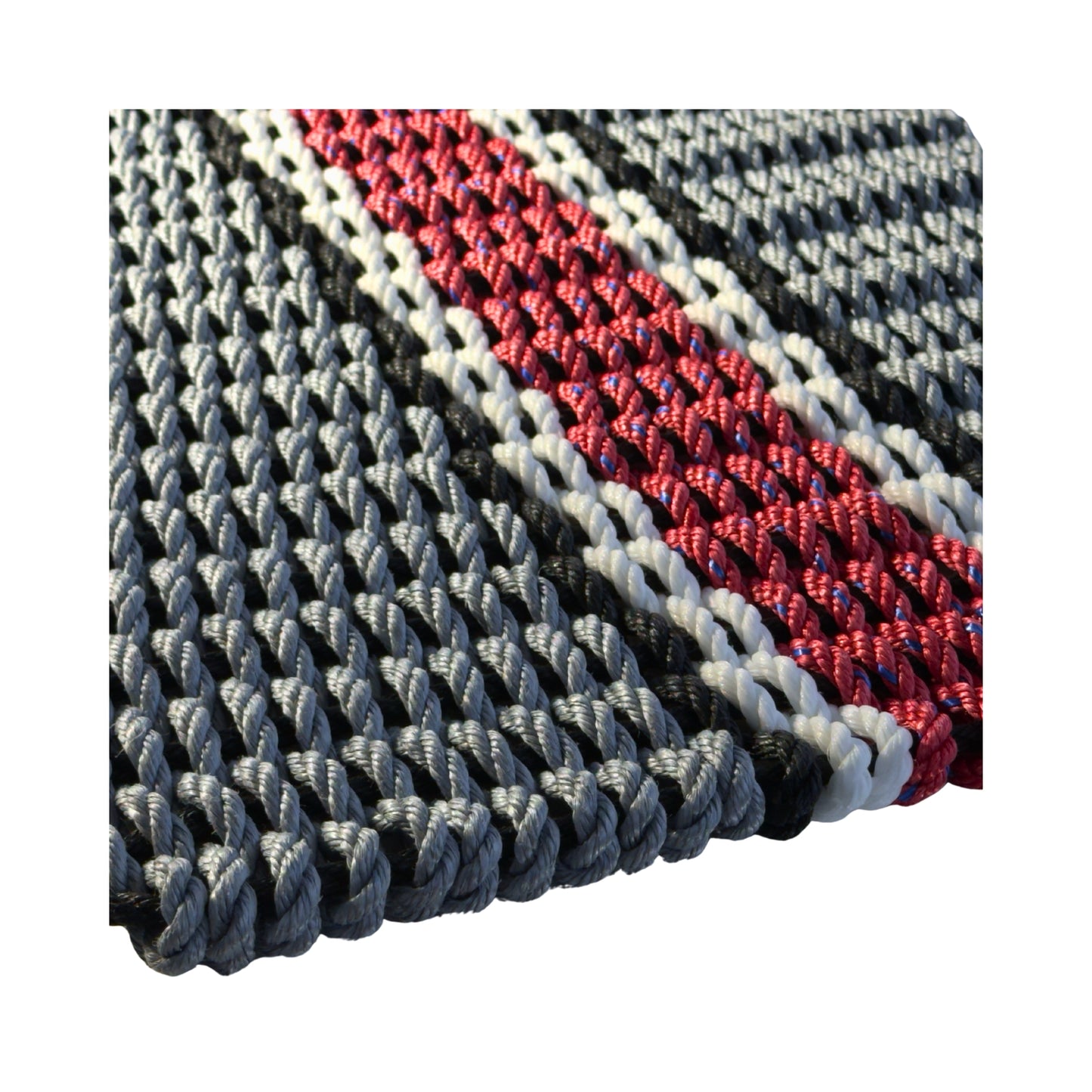 Limited Edition Football Rope Doormat - Gray, Red and White - Lollis Loops