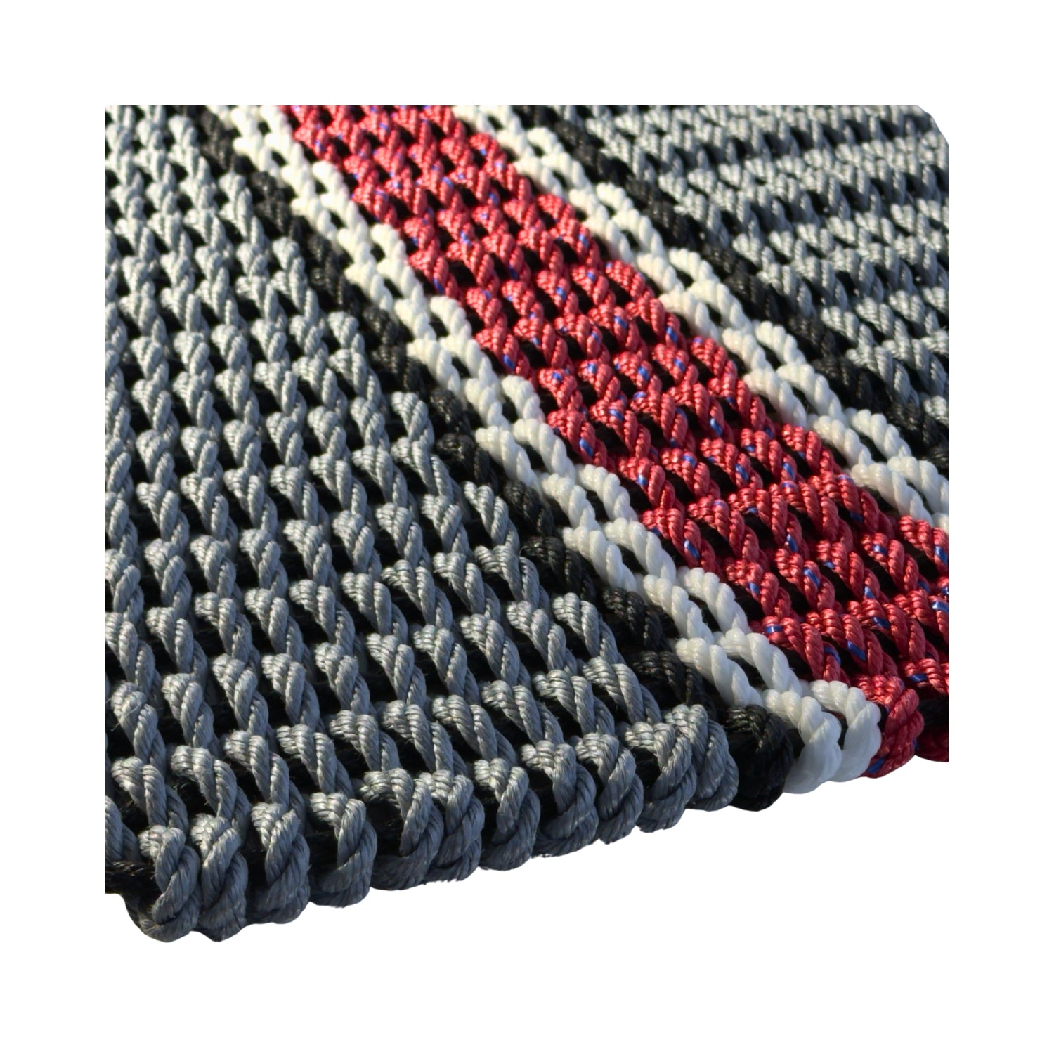 Limited Edition Football Rope Doormat - Gray, Red and White - Lollis Loops