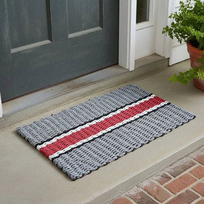 Limited Edition Football Rope Doormat - Gray, Red and White - Lollis Loops
