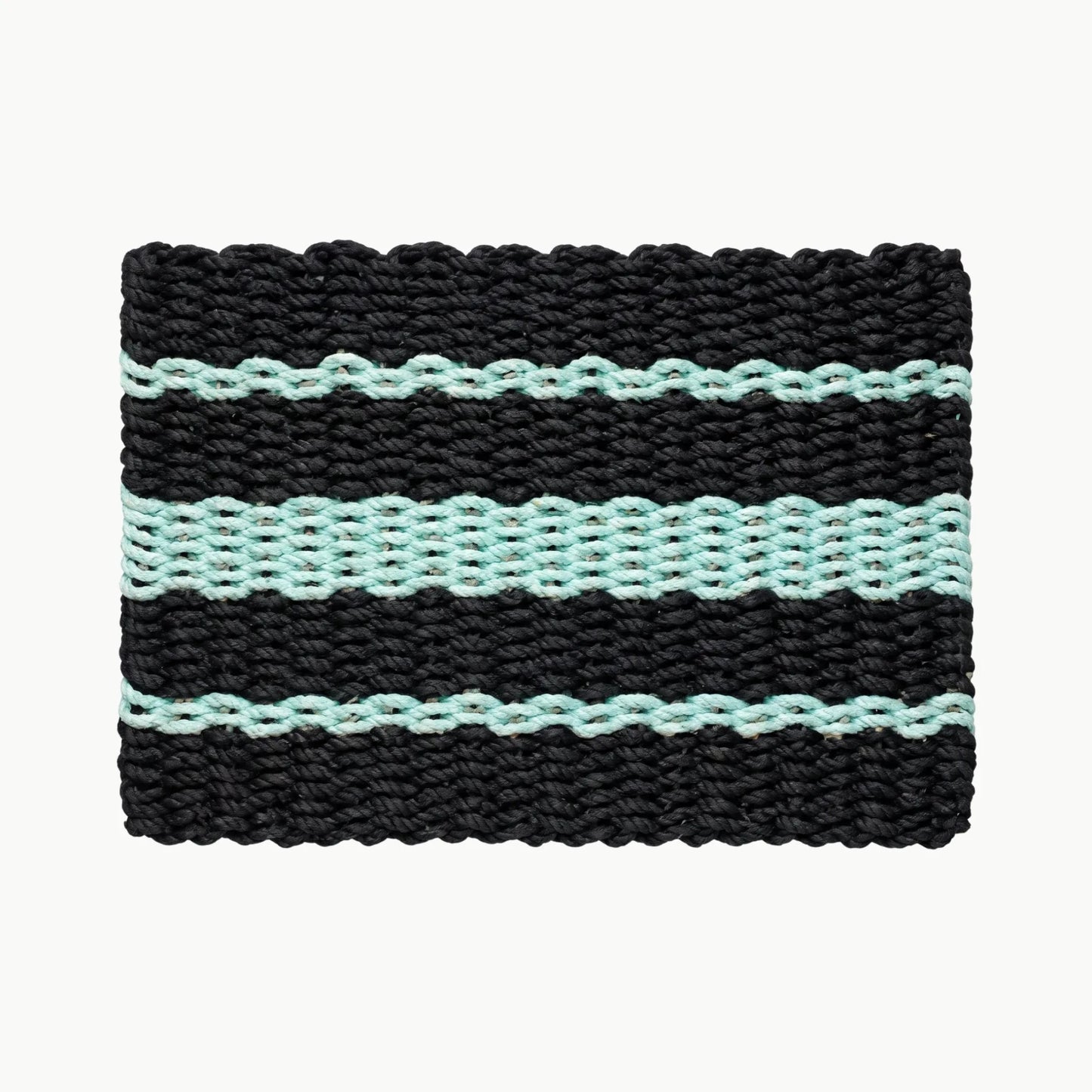 Lolli's Loops Heritage Collection Marine Rope Doormat - Black & Seafoam, All-Weather - Lollis Loops