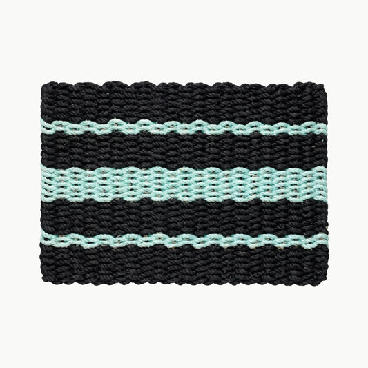 Lolli's Loops Heritage Collection Marine Rope Doormat - Black & Seafoam, All-Weather - Lollis Loops