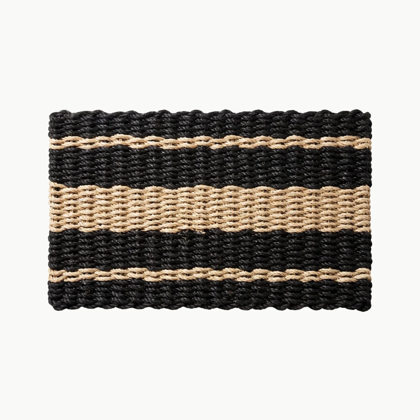 Lolli's Loops Heritage Collection Marine Rope Doormat - Black & Tan, All-Weather - Lollis Loops