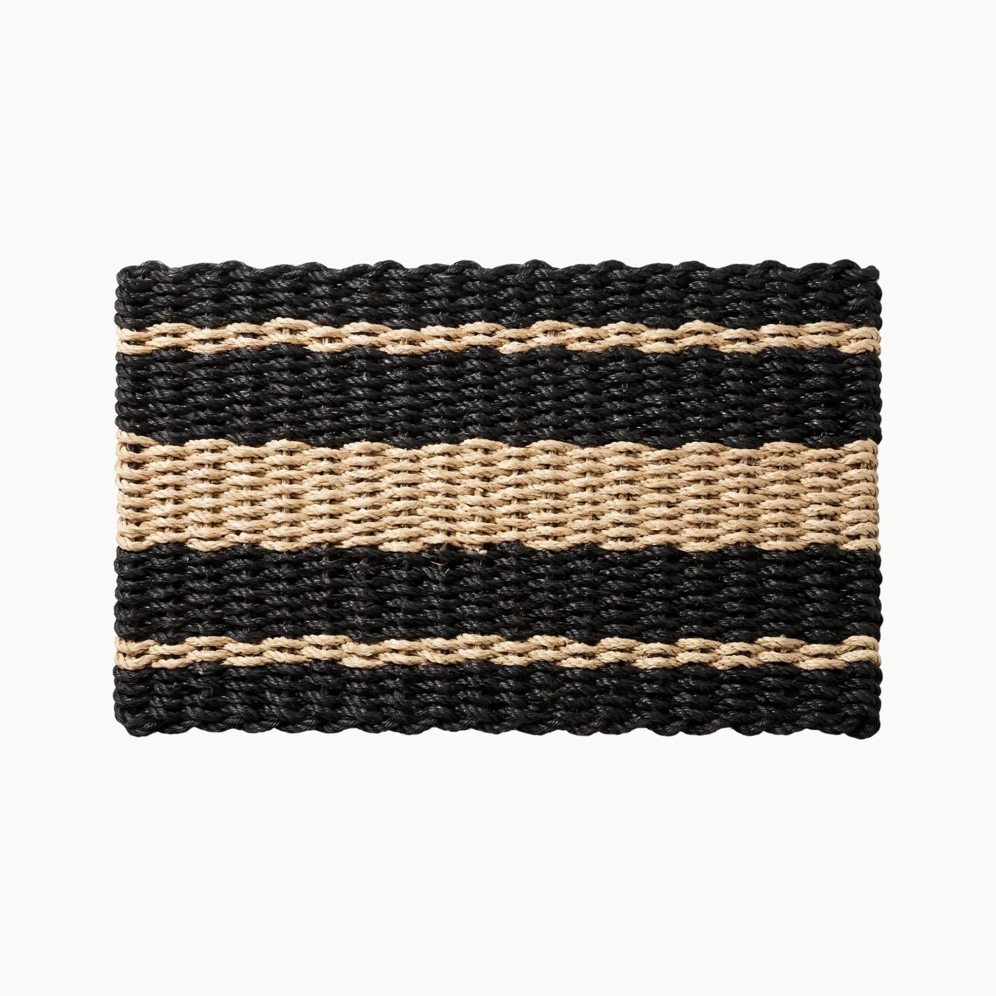 Lolli's Loops Heritage Collection Marine Rope Doormat - Black & Tan, All-Weather - Lollis Loops