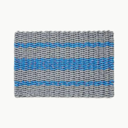 Lolli's Loops Heritage Collection Marine Rope Doormat - Gray & Blue, All-Weather - Lollis Loops