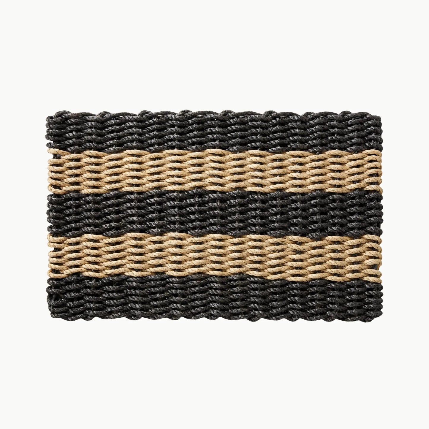 Lolli's Loops Heritage Collection Marine Rope Doormat - Black & Tan, All-Weather - Lollis Loops