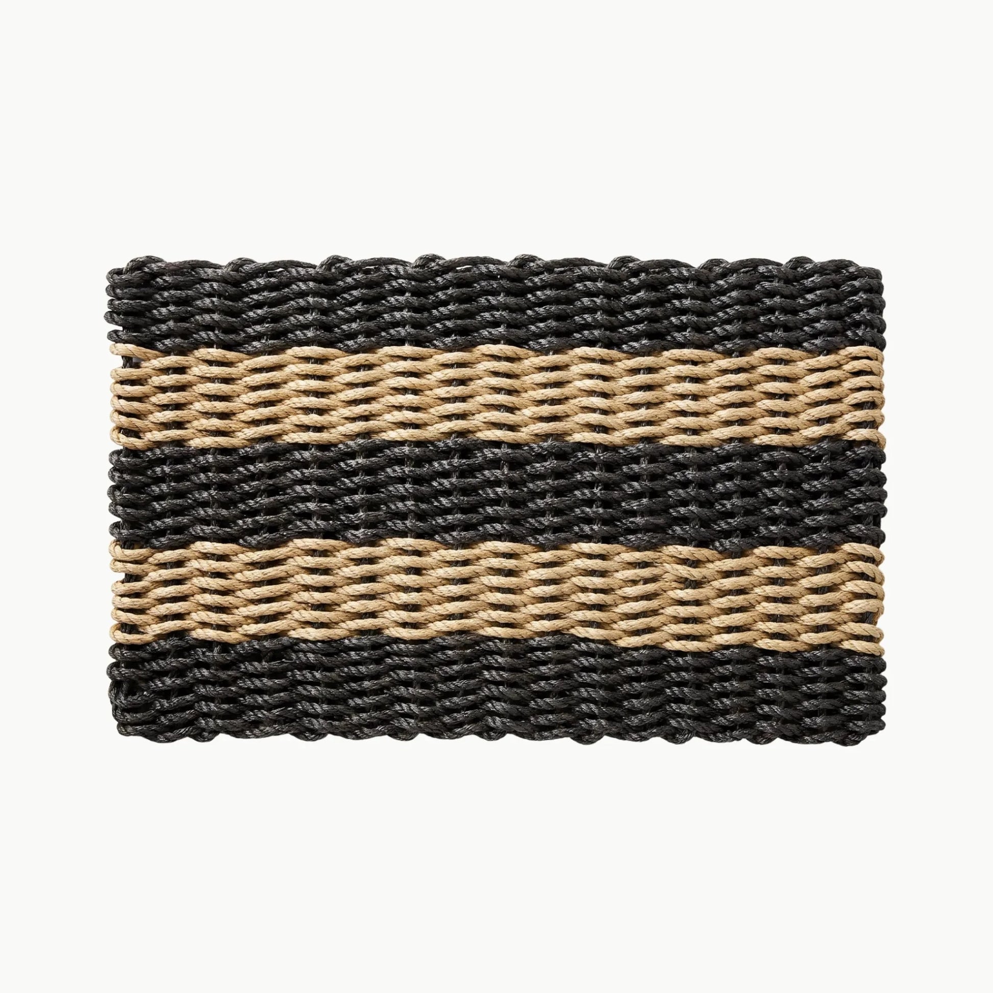 Lolli's Loops Heritage Collection Marine Rope Doormat - Black & Tan, All-Weather - Lollis Loops