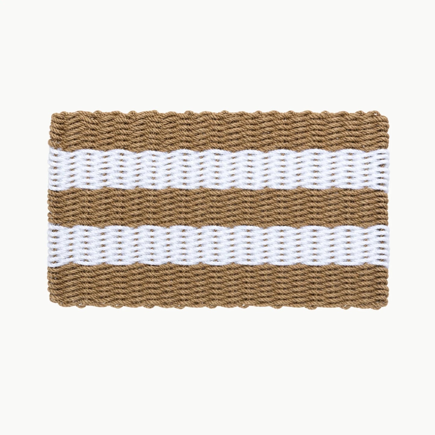 Lolli's Loops Heritage Collection Marine Rope Doormat - Tan & White, All-Weather - Lollis Loops